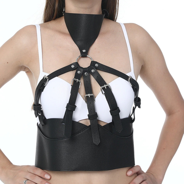 Wide Black Belts for Women / Sexy Bra Garter Belt / Gothic Body Bound Harness / Female Rave Outfits - EVE's SECRETS